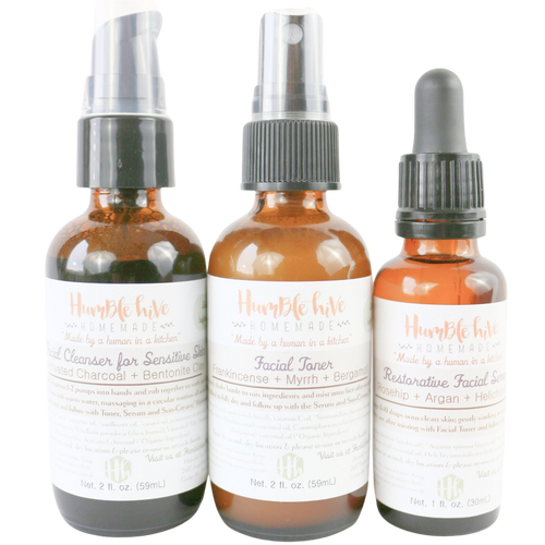 (Sensitive Skin) Daily 3-Step Skin Care Kit- Cleanser (2 oz.) + Toner (2 oz.) + Serum (1 oz.)