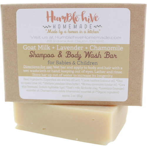 Goat Milk Shampoo & Body Bar for Babies & Children- Lavender & Chamomile (3 oz.)