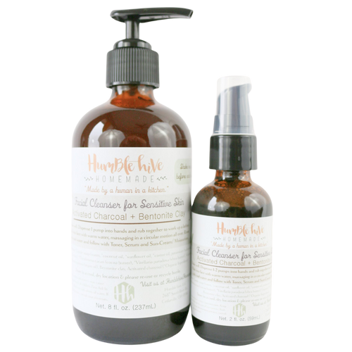 Step #1: Sensitive Skin Facial Cleanser with Activated Charcoal & Bentonite Clay (2 oz. or 8 oz.)
