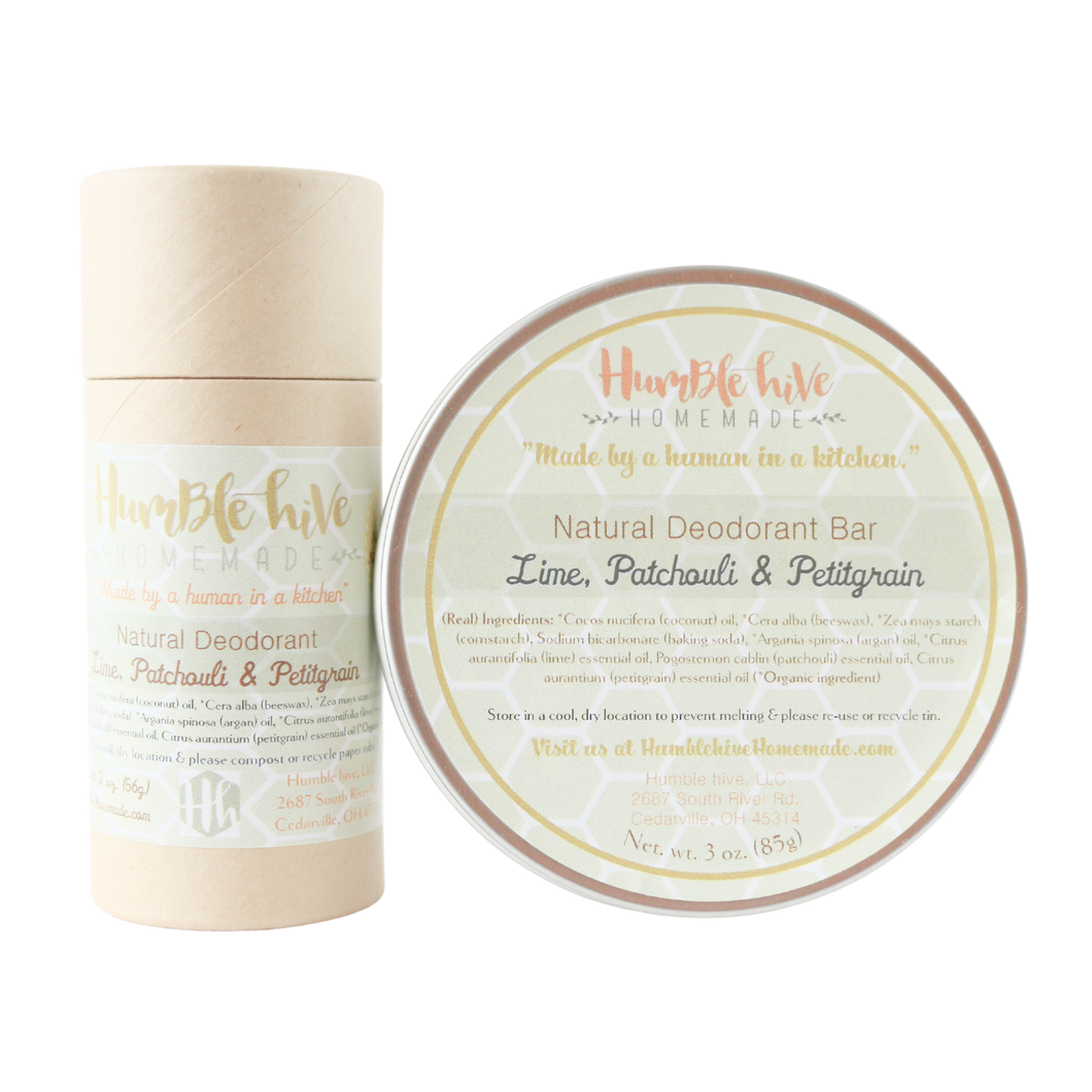 Toxin-Free, Natural Deodorant- Lime, Patchouli & Petitgrain