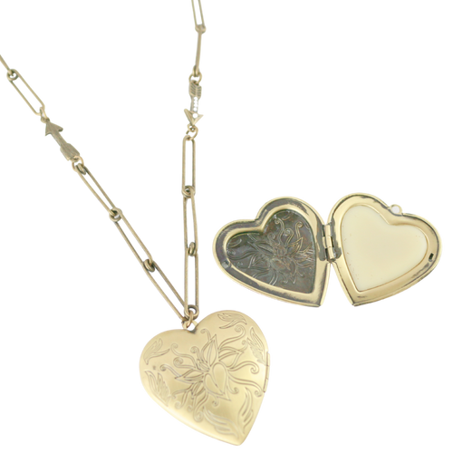 Solid Perfume Locket Necklace (Large Bronze Heart on 24-inch Arrow Necklace)