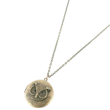 Solid Perfume Locket Necklace (Small Circular Owl on 18-inch Chain)