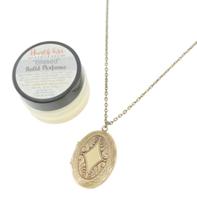 Solid Perfume Locket Necklace & Jar of Perfume (Small Bronze Oval on 18-inch Chain)