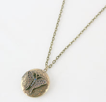 Solid Perfume Locket Necklace (Small Circular Butterfly on 18-inch Chain)