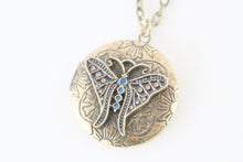Solid Perfume Locket Necklace (Small Circular Butterfly on 18-inch Chain)