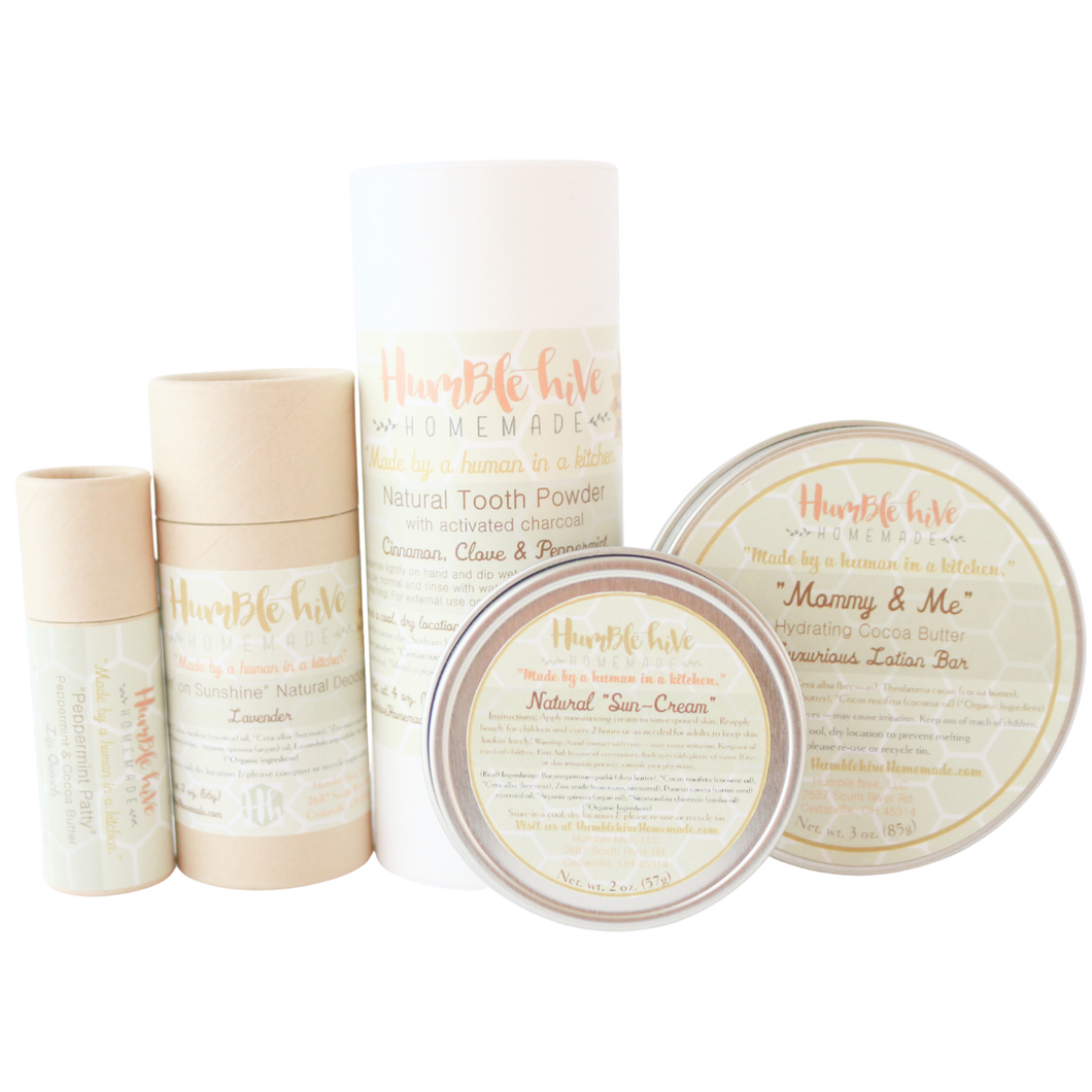 Toxin-Free Starter Kit- Deodorant, Lip Quench, Tooth Powder, Sun Cream & Lotion Bar