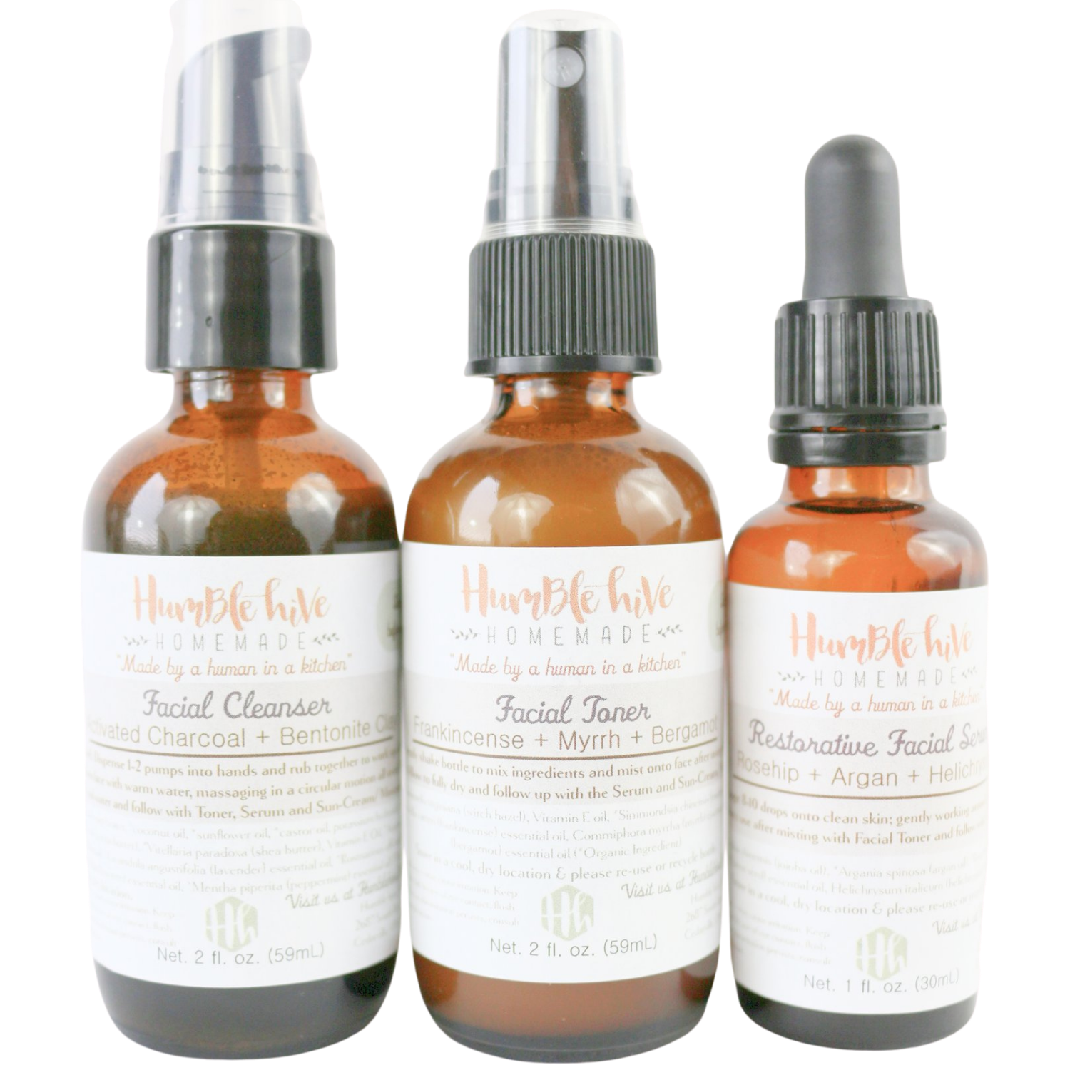 Daily Skin Care Kit Cleanser, Toner & Serum ToxinFree & ZeroWaste