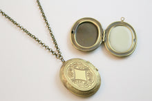 Solid Perfume Locket Necklace (Large Bronze Oval on 36-inch Beaded Chain)