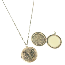 Solid Perfume Locket Necklace (Small Circular Owl on 18-inch Chain)